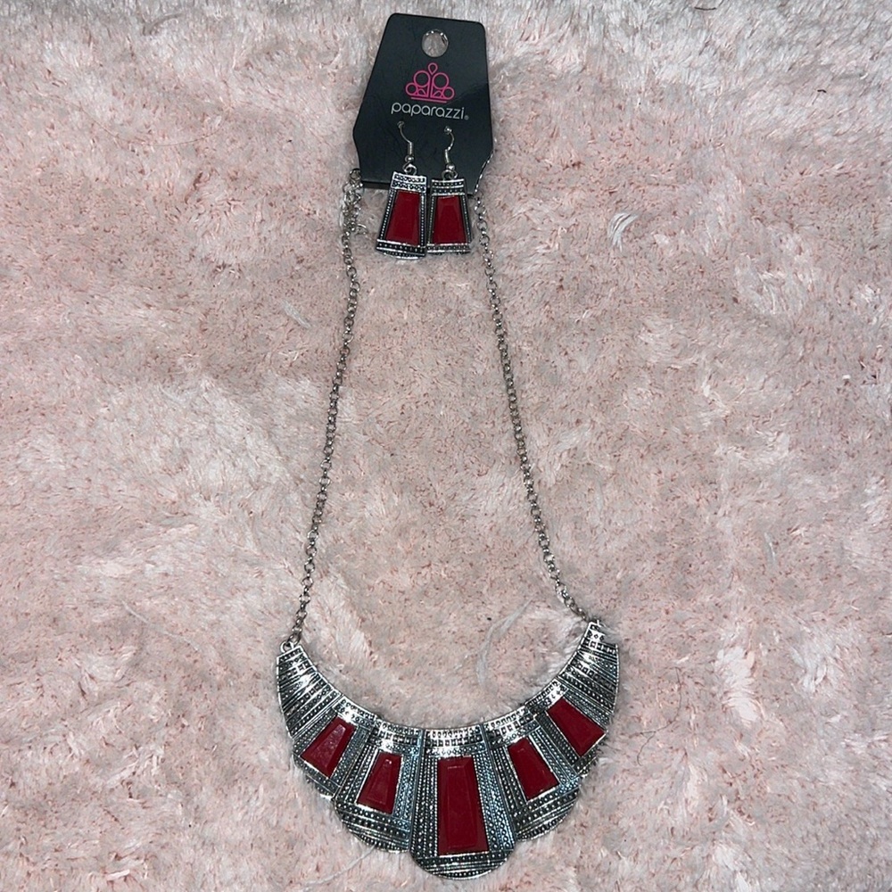 Silver necklace with earrings